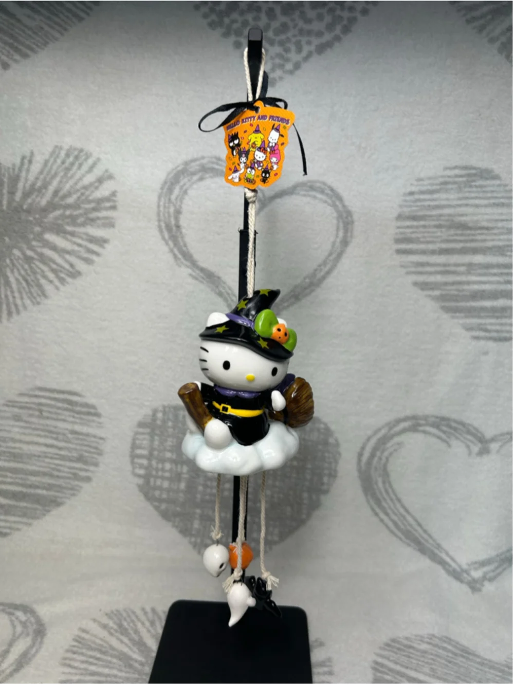 Blue Sky Clayworks Hello Kitty Witch Charm Wind Chime, Ceramic